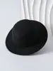 Sombrero de Lana de Estilo Francés Exclusivo Transfronterizo para Mujer, Nuevo Sombrero de Copa Plana de Socialité Británica, Sombrero de Fieltro de Ala Plana Vintage tipo Hepburn
