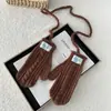 Luvas Quentes Estilo Coreano para Mulheres, Longas de Cinco Dedos Cor Doce Tela de Toque Penduradas no Pescoço Estudante Versáteis Luvas de Tricô Torcido para Homens