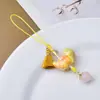 Novo Pingente de Gato com Franja em Laca Degradê Estilo Chinês, Cordão Trançado à Mão para Celular, Acessório de Bolsa Tradicional em Brocado Song