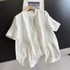 2026 Verano Estilo Delgado Hombro Recto Un Botón Manga Corta Saco Cárdigan Delgado Top Corto Venta al por Mayor N3Et09932