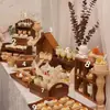 Exhibidor de Mesa de Postres Mori Adornos de Mesa de Madera Sólida Boda Compromiso Cumpleaños Banquete de Negocios Cena Fría Mesa para Pausa de Té