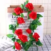 Enredadera Artificial con 9 Cabezas de Rosa, Enredadera Trepadora para Decoración del Hogar, Aire Acondicionado, Arcos de Boda y Decoraciones de Envoltura, Flores Artificiales al por Mayor