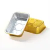 Caja rectangular de papel de aluminio dorado, recipiente de papel de aluminio engrosado, caja de embalaje para llevar con sello para sopa, caja de papel de aluminio aislada al por mayor