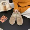 Hebilla metálica Baotou ropa exterior estilo coreano nuevo 2026 zapatos de algodón holgados con forro de pelo para mujer, suela plana, otoño e invierno