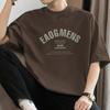 Camiseta de algodón pesado estilo americano 260g para hombre, manga corta de verano, holgada, cuello redondo, ropa top, algodón estampado con letras, manga media