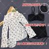 Traje de Baño de Tres Piezas Dividido para Mujer, Cubre-Traje Rojo con Lazo para Protección Solar, Bikini Sexy de Chica Caliente para Vacaciones en la Playa