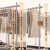 Perchero de Piso de Acero Inoxidable Perchero de Exhibición de Ropa para Interiores Perchero de Exhibición para Transmisiones en Vivo Secador de Ropa Perchero Doble Barra