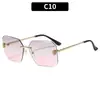 Gafas de sol sin montura con borde cortado estilo 'Hot Girl' Y2K, Moda Europea y Americana, Protección Solar para Conducir al Aire Libre, Gafas de Sol de Moda Transfronterizas para Mujer