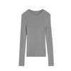 Suéter de Punto Base Interior de Otoño Suave Ceroso Ligero de 18 puntos Sin Costuras Cuello Redondo Lana Entera Corte Slim Top Combinable para Mujer