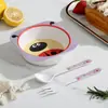 Tazón de Fibra de Bambú para Niños Dibujos Animados Lindo Vajilla para Bebé Comercial Guardería Restaurante Tazón para Comida de Bebé con Tenedor Cuchara