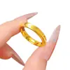 Anel Popular Olho de Gato Ondulado do Xiaohongshu, Design de Nicho, Luxo Simples Estilo Coreano, Anéis de Casal em Latão Banhado a Ouro para Mulheres