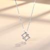 Collar de Plata Esterlina S925 para Mujer Colgante Geométrico de Cubo Celebridad de Internet Hip-hop Creativo Estilo Frío Nicho Collar Versátil