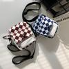 Ins Estilo Xadrez Pequena Bolsa Outono Estudante Bolsa de Lona Bolsa de Ombro Bolsa Transversal Bolsa para Celular Bolsa de Mão Feminina Portátil