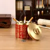 Cenicero de latón con tapa, totalmente de cobre, diseño creativo para evitar que las cenizas vuelen y el olor a humo, adecuado para coche, oficina, hogar, regalo de alta gama