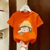 Camiseta de Algodão Puro com Manga Curta para Meninas, Estilo Verão 2026, Nova, Casual, para Crianças Maiores
