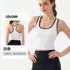 Roupa de Yoga Nu Top com Bojo Semi-Fixo Treino de Tênis Fitness Sutiã Cor Contrastante Curto Tipo I Top Esportivo para Mulheres