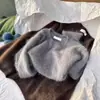 Suéter Gris de Mohair Estilo Coreano para Mujer Otoño/Invierno Ropa Perezosa de Punto Grueso de Alta Gama Camiseta Base Interior