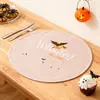 Tapete Redondo de Mesa de Lino para Halloween de Amazon Transfronterizo Anti-quemaduras Antideslizante Entrada de Restaurante Lugar de Comida Occidental Se Puede Personalizar