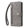 Funda de Cuero para Teléfono con Hebilla de Remache y Cremallera, Modelo Adecuado para Redmi Note 14 Pro Note 13 5G/K60U con Ranura para Tarjetas