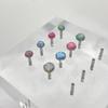 Pendientes de aleación de titanio F136 con borde ondulado y ópalo envuelto para la lengua, clavos para el labio, clavos enterrados, joyería para perforación de cabeza