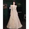 Vestido de Casamento Rosa para Mulheres 2026 Novo Estilo de Verão Elegante Socialite Anfitriã Manga Curta Longo Banquete Vestido de Noite
