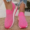 Zapatos casuales transfronterizos de tacón de cuña para mujer de talla grande, nueva colección primavera/verano 2026, con adornos brillantes y punta redonda, con parte superior de punto