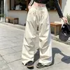 Pantalones casuales de pierna ancha recta de trabajo elásticos de cintura alta con bloques de color de tres rayas, estilo deportivo de verano, comercio exterior transfronterizo