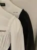ENEN Temperamento Francés de Alta Gama Cintura Ceñida Adelgazante Cuello Cuadrado Manga Abullonada Manga Larga Camisa para Mujer Dulce Top Corto