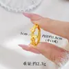 Anillo de Trébol de Cuatro Hojas con Incrustaciones de Circonita Estilo Lujo Ligero Tendencia Nacional para Mujer, Anillo Abierto de Oro Arena Vietnamita, Elegante Oro Imitación Joyería Yiwu