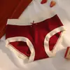 Pantalones Rojos de la Suerte Navideños Calzoncillos tipo bóxer sin costuras para el Año del Zodiaco, Bragas Rojas de Cintura Media Talla Grande para Mujer para Celebración de Boda