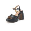 Sandálias de Salto Altíssimo Verão Novo de 11,5cm Bico Aberto Estilo Lady Moda Versátil Solado Grosso Salto Bloco Tira no Tornozelo Sapatos Femininos