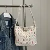 Bolso Plegable Lindo de Dibujos Animados Estilo Coreano 2025 Verano Fresco Bolso de Lona Bolso de Mano Gran Capacidad Moda Bolso de Tela