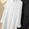 Principios de Primavera Nueva Camisa de Seda Pesada para Mujer Largo Medio Elegante Ropa de Trabajo Suelta Seda Sedas y Satenes Camisa de Seda de Morera