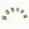 Peças de Unhas Artísticas para Comércio Exterior Mais Vendidas, Unhas Postiças Verde Feijão Simples, Unhas Usáveis Quadradas Europeias Curtas Frescas Pequenas Atacado
