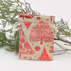 Bolsa de Regalo con Cordón de Elemento Navideño Lino de Imitación Estampado Dorado Bolsa con Cordón 9*12cm Bolsa de Almacenamiento para Regalos Bolsa de Tela con Cordón
