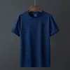 Camiseta de manga corta de seda de hielo para hombre, de verano, fina, holgada, de talla grande, con cuello redondo, de secado rápido, deportiva, informal, de media manga, ropa superior