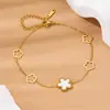 Joias de Aço Titânio Dongguan Não Desbotam, Luxo Leve, Moda de Alto Padrão, Versátil Pulseira de Aço Inoxidável Cinco Flores Transfronteiriça Pulseira para Mulheres