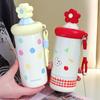 Nova Caneca Térmica de Aço Inoxidável 316 para Meninas Bonitas, Copo Portátil com Canudo, Alça e Estampa