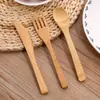 Juego de cuchillo, tenedor y cuchara de bambú 16cm cuchillo, tenedor y cuchara juego de tres piezas vajilla de bambú utensilios de cocina para comida occidental juego portátil de viaje