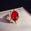 Transmisión en vivo de nuevo anillo tesoro de color de artesanía de dibujo italiano vintage, baño de doble color de industria pesada europea y americana, anillo abierto para mujer