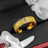 Anillo de Diamantes de Oro de Arena Vietnamita de Alta Calidad al por Mayor Nuevo Estilo Chino Tendencia Nacional Método Antiguo Anillo Abierto Lleno de Diamantes