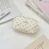 68273 Neceser de tela de lunares estilo coreano, compacto y portátil, para guardar labial y polvera, monedero para estudiantes, bolsa para auriculares