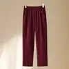 Calça de Veludo para Mãe, Primavera e Outono, Nova Cintura Elástica, Calça Casual de Cintura Alta Reta para Mulheres de Meia-Idade e Idosas, Calça Longa de Vovó