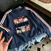 Camiseta de manga larga de algodón puro para niño para primavera y otoño, elegante y fresca, casual y versátil, con tres rayas, camiseta básica estilo coreano