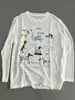 Camiseta de Manga Larga con Estampado Divertido de Dibujos Animados Estilo Coreano de Lyocell para Mujer, Delgada, Nueva, Versátil, Camiseta Base