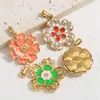 Colgante de Flor y Mariposa Retro Europeo y Americano Esmalte Diamante Proceso de Fundición Hecho a Mano Colgante de Acero Inoxidable Joyería Colgante