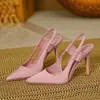 Tacones de hada para mujer, nuevo estilo 2023, mules de tacón de aguja estilo francés con punta fina, calzado casual para exteriores, sandalias de punta cerrada, microfibra moderna