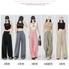 Pantalones de Verano de Seda de Hielo de Pierna Ancha para Mujer, Nuevos Alargados Delgados de Cintura Alta con Caída, Estilo Perezoso Plisados de Algodón y Lino, Pantalones Yamamoto para Mujer