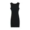 Atacado de roupas femininas transfronteiriças 2026 outono novo estilo europeu e americano sexy gola quadrada justa sem mangas regata vestido midi