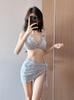 Popular Traje de Baño Japonés y Coreano para Mujer 2025 Blanco Lindo Sexy Bikini de Cintura Baja de Tres Puntos para Playa Vacaciones